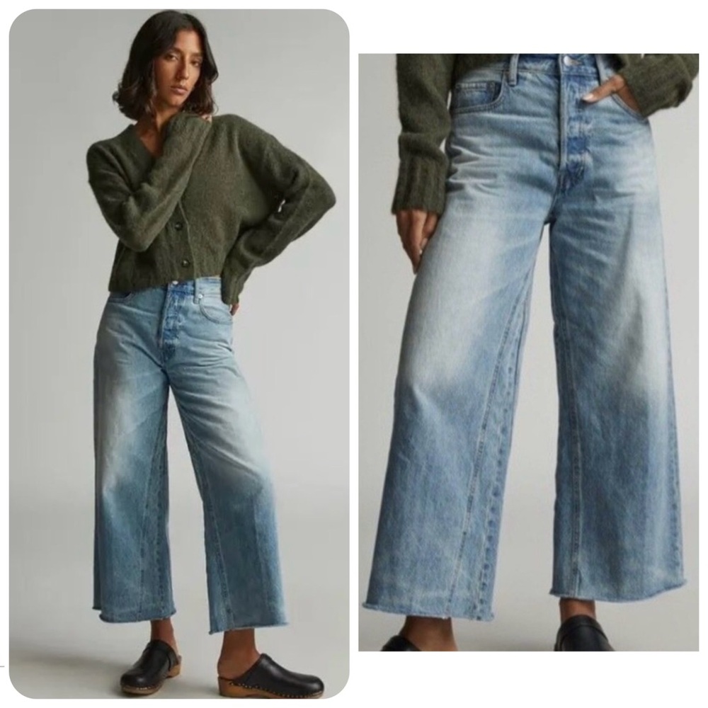 EVERLANE Jeans Women’s 32R Sunfade Light The Way Wide Crop High Rise NWT